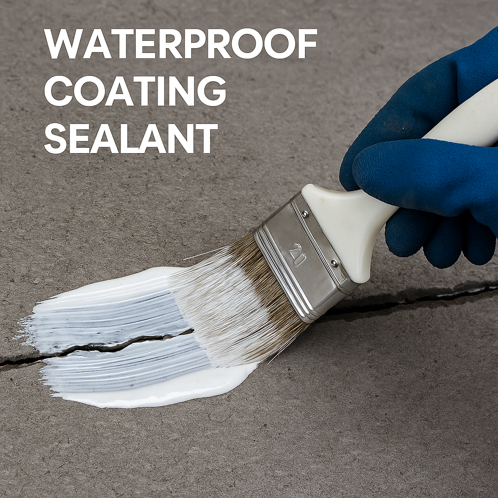 Applying waterproof coating sealant to a cracked concrete surface